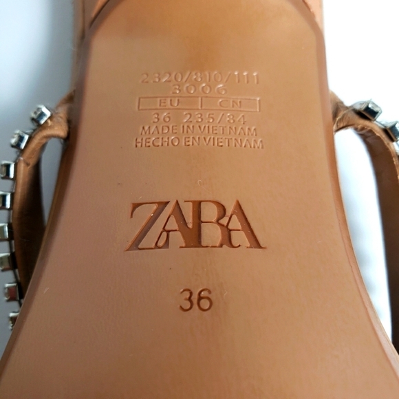 ZARA RHINESTONE STRAP HEELED LEATHET SANDEL - Picture 6 of 9